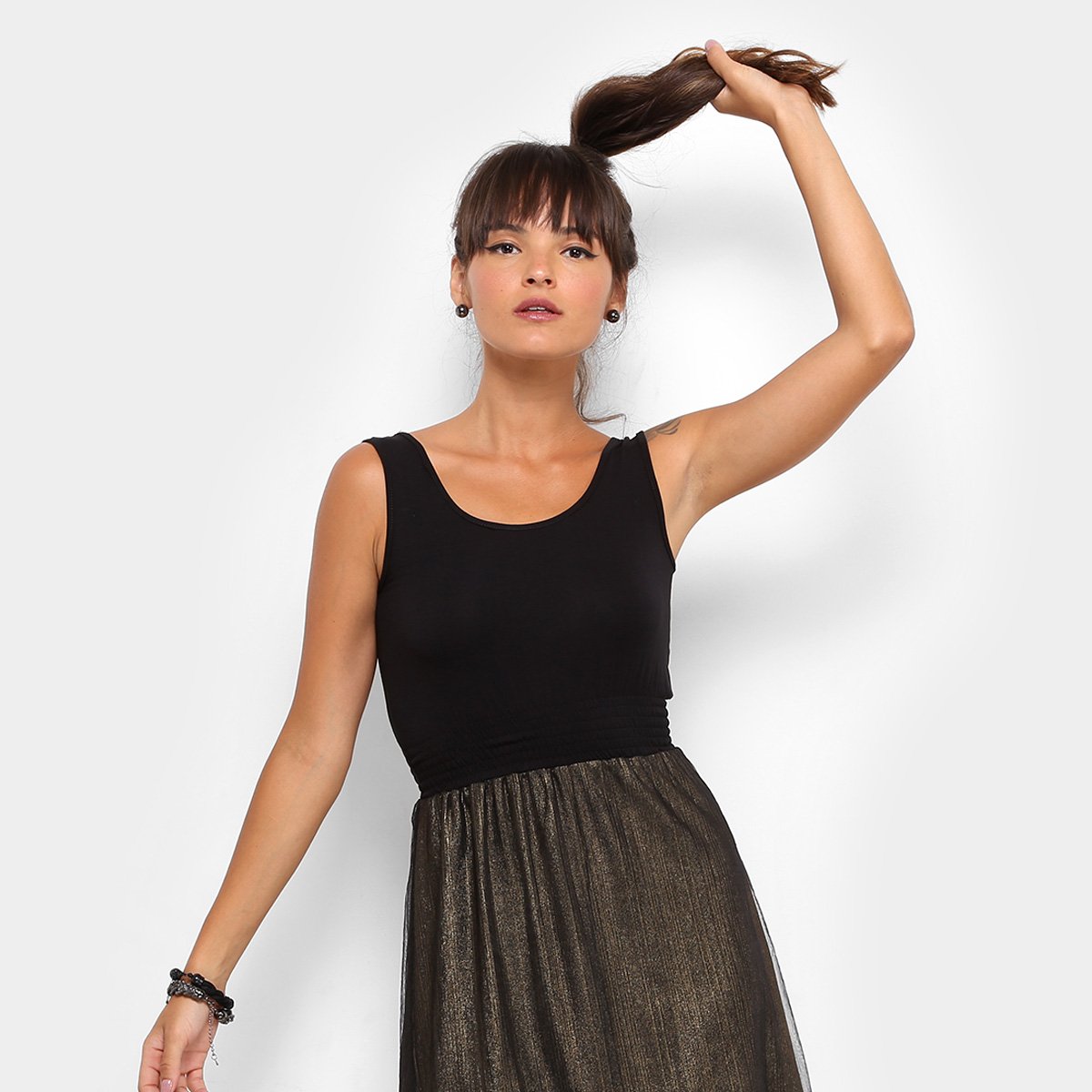 Vestido Drezzup Evasê Curto Saia Tule - Tam: G - 4