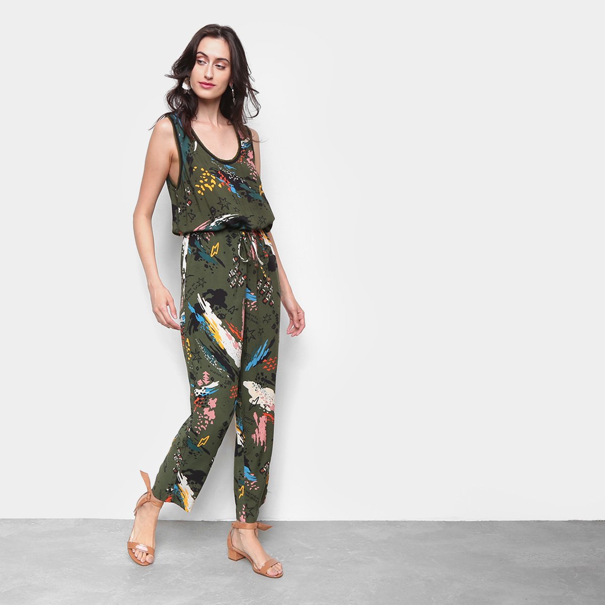 Macacão Cantão Artsy Longo Estampado Feminino