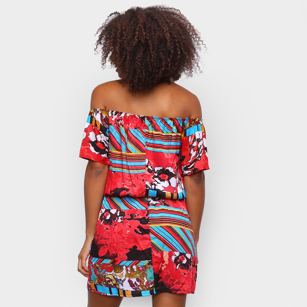 Vestido Água Viva Ombro a Ombro Estampado - Tam: P - 1