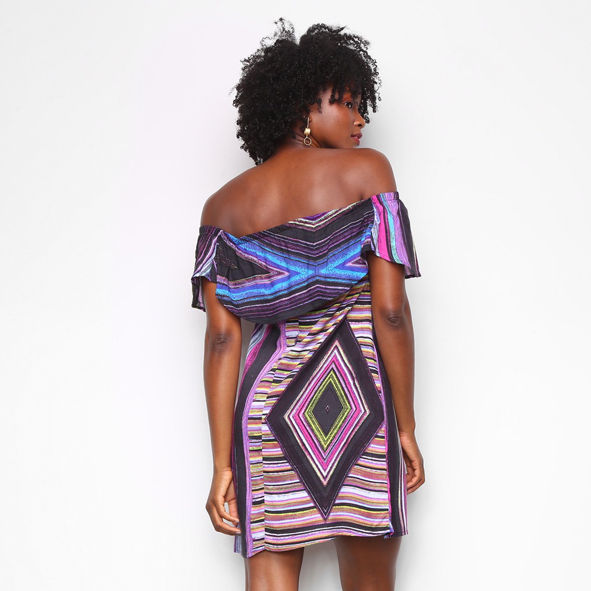 Vestido Água Viva Curto Ombro A Ombro Tie Dye - Tam: P - 1