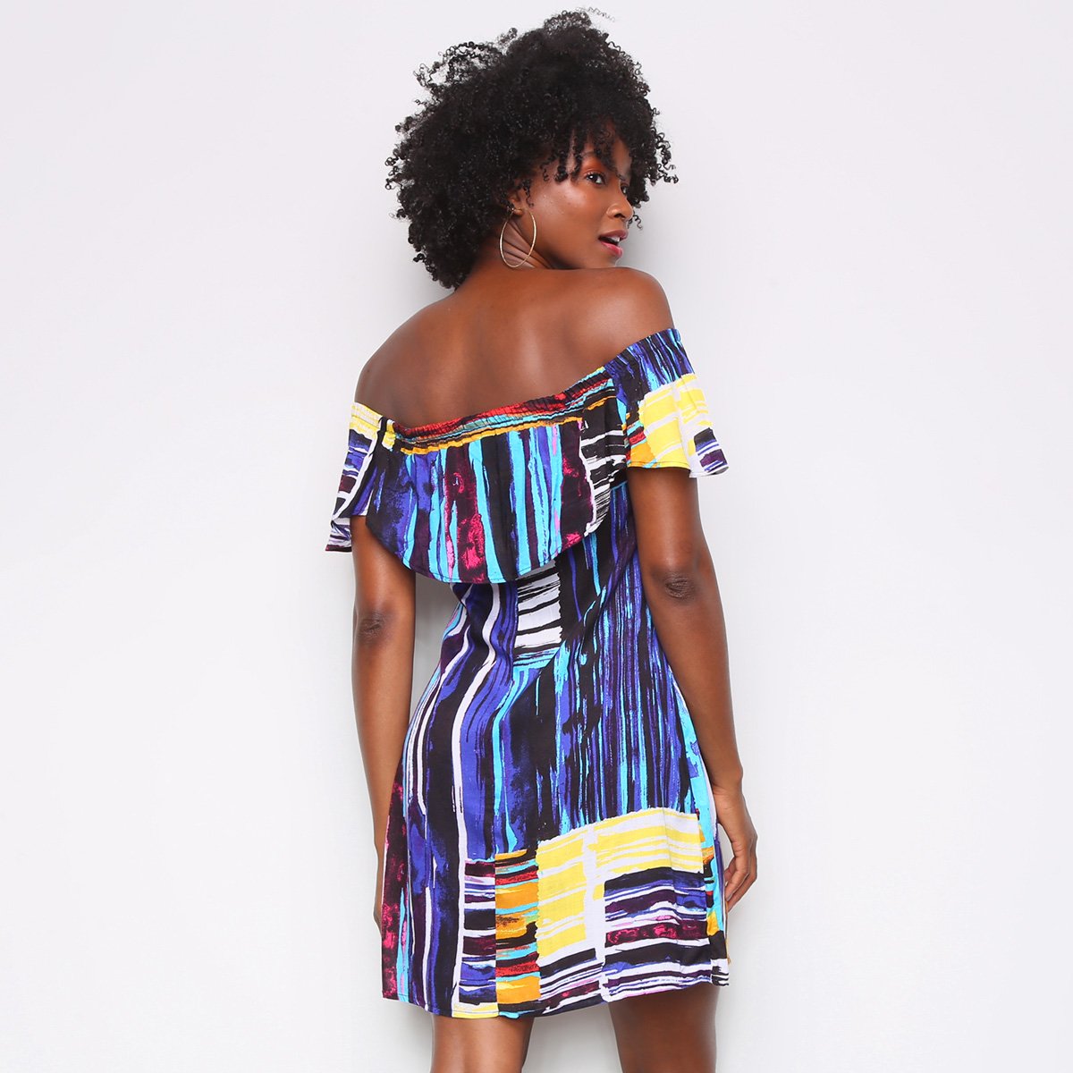 Vestido Água Viva Ombro a Ombro Estampado - Tam: P - 1