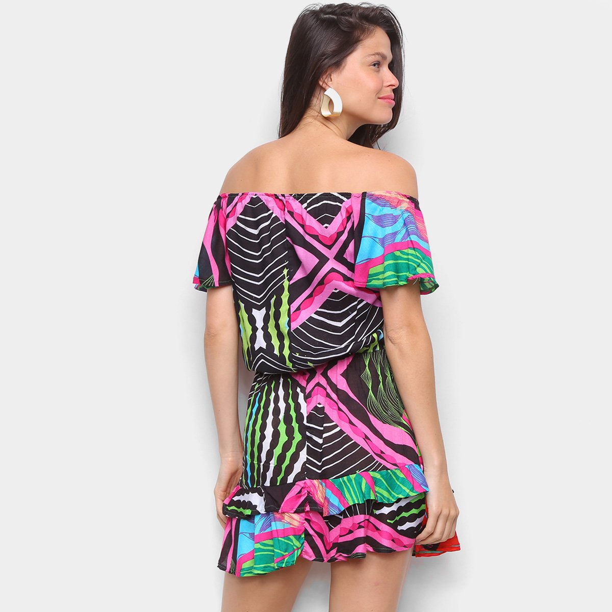 Vestido Água Viva Curto Tie Day Ombro A Ombro - Tam: M - 1