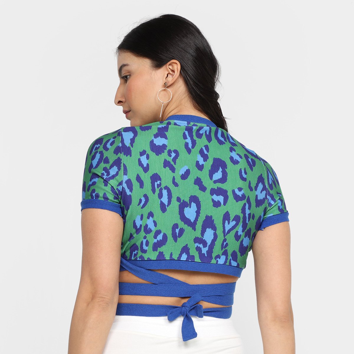 Blusa Cropped Farm Coração De Oncinha Amarração Feminina - Tam: GG - 1