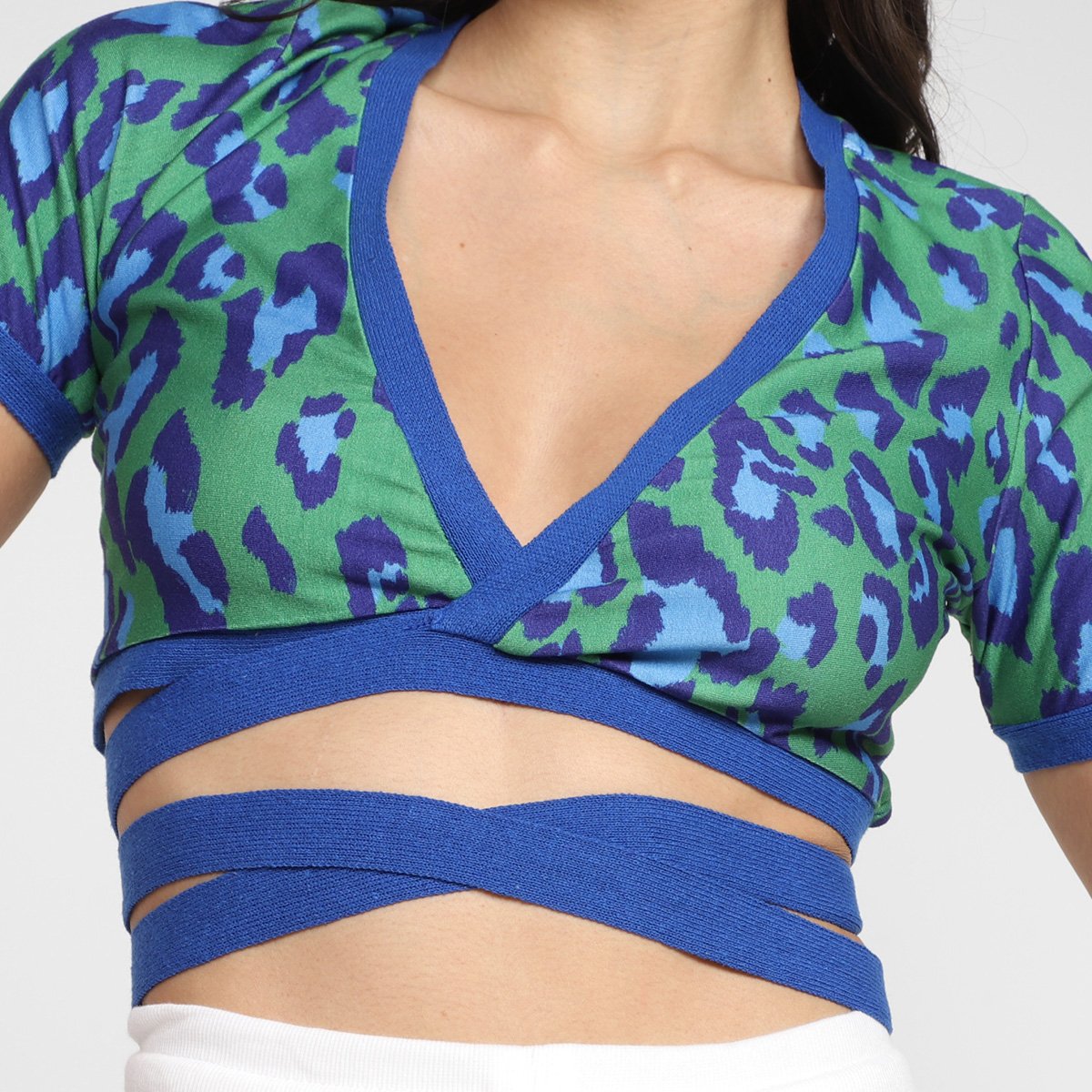 Blusa Cropped Farm Coração De Oncinha Amarração Feminina - Tam: GG - 2