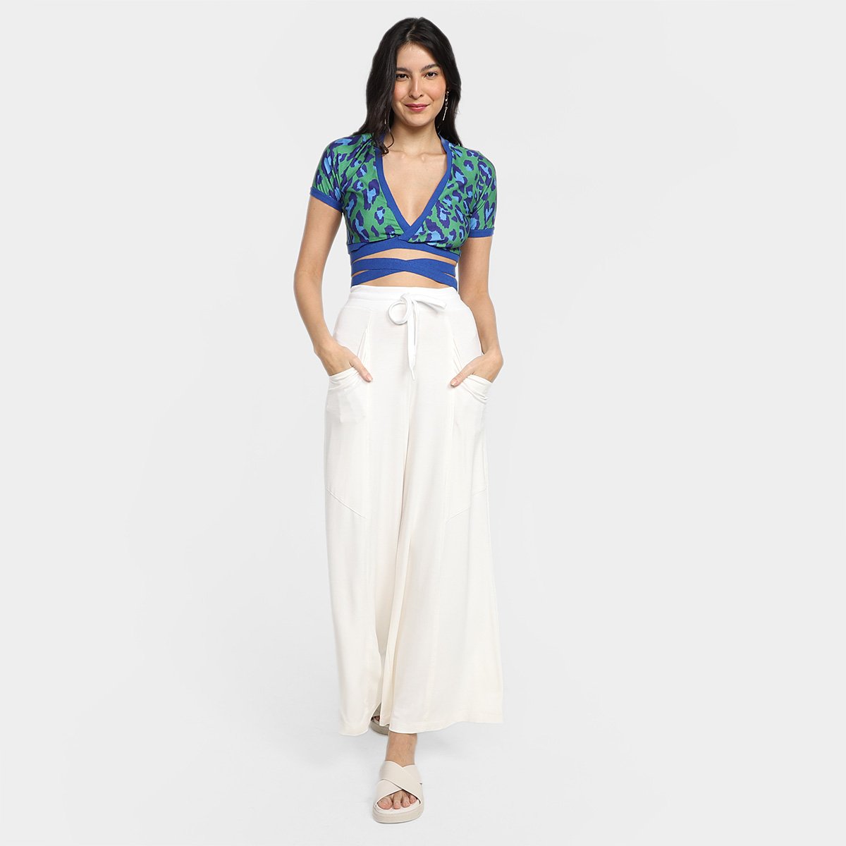 Blusa Cropped Farm Coração De Oncinha Amarração Feminina - Tam: GG - 3