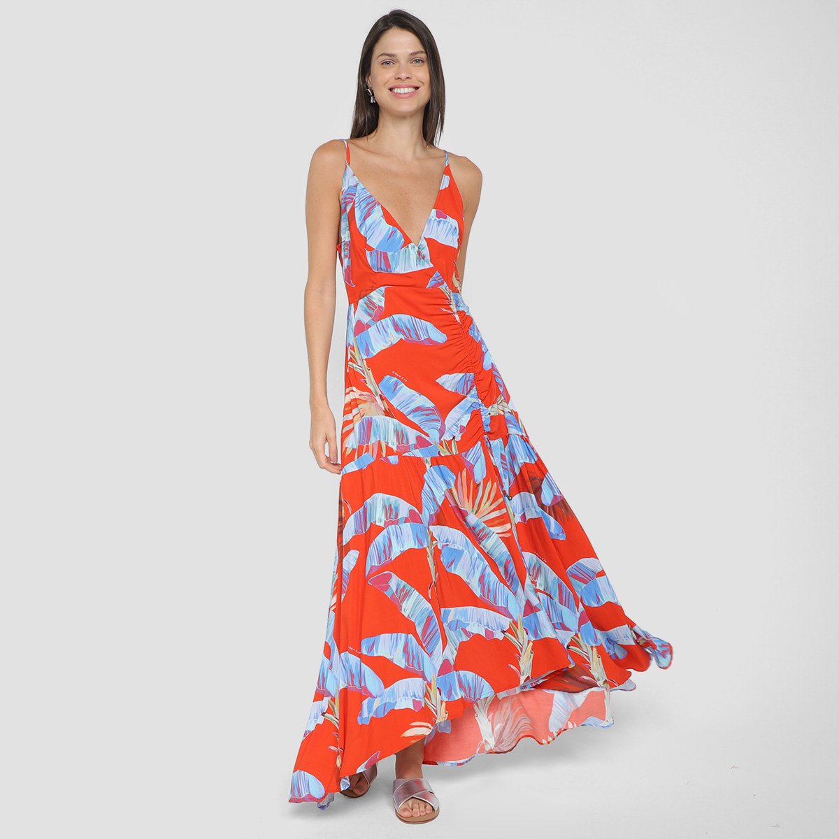 Vestido Farm Longo Drapeado Selva Doce