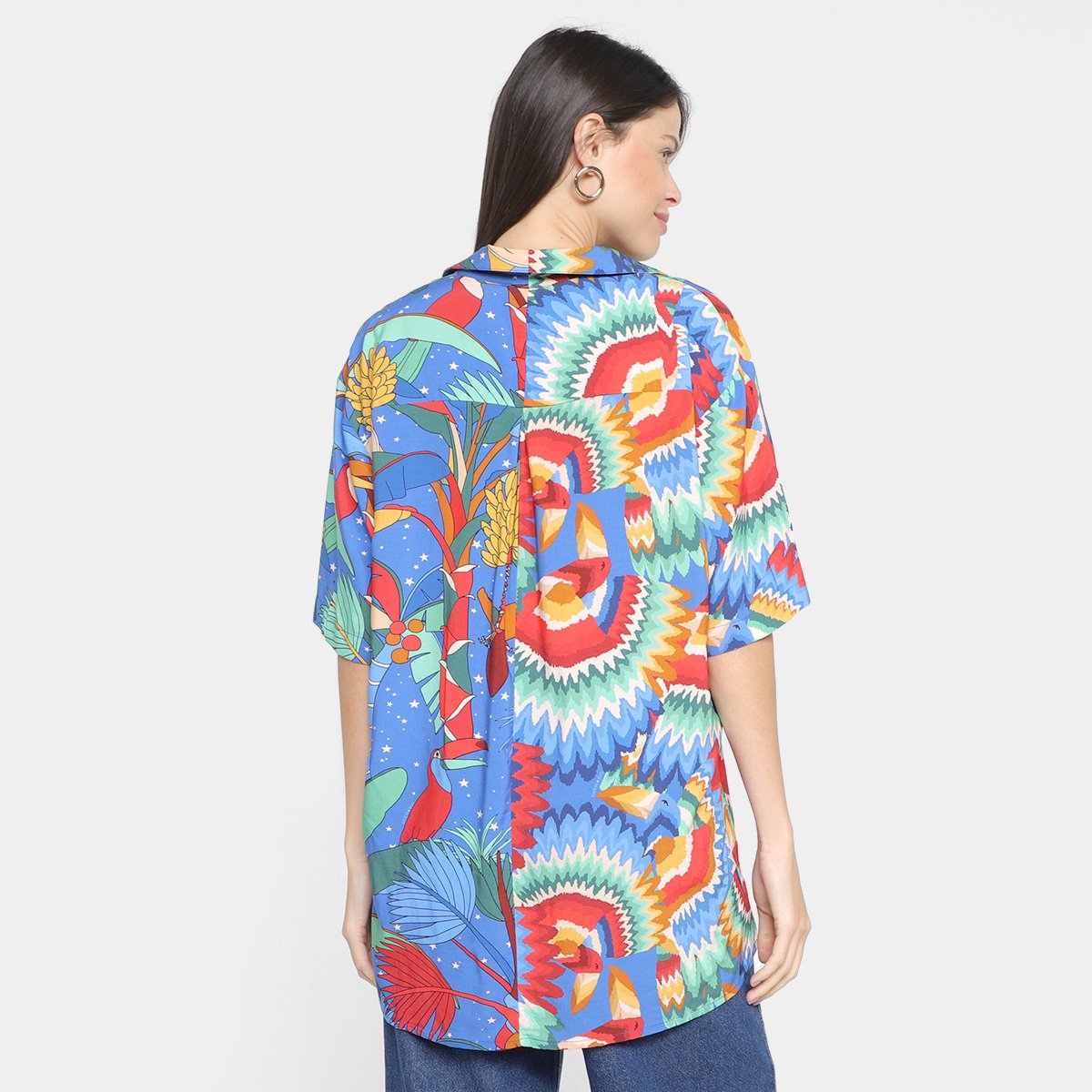 Camisa Manga Curta Farm Multi Color Feminina - Tam: M - 1
