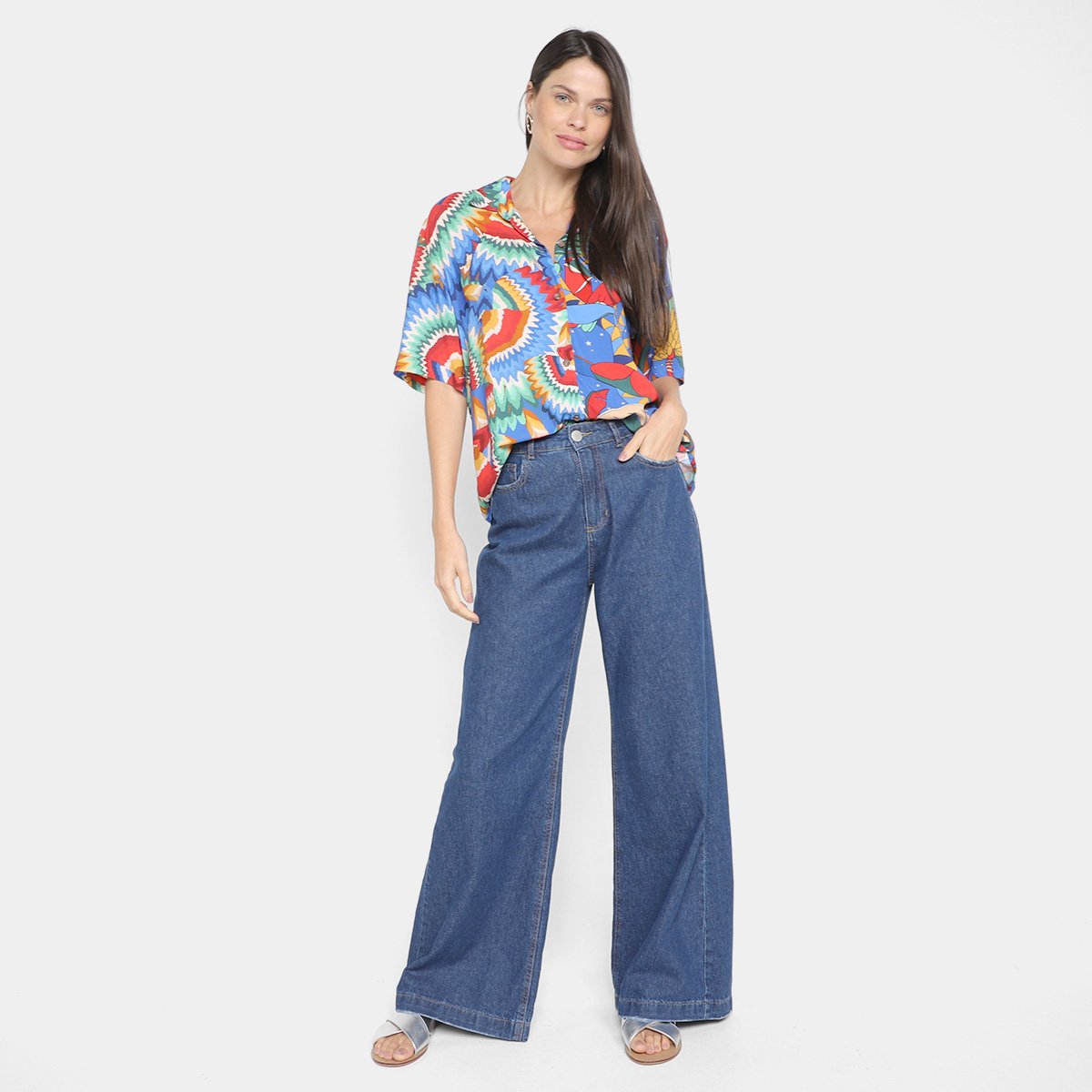 Camisa Manga Curta Farm Multi Color Feminina - Tam: M - 3