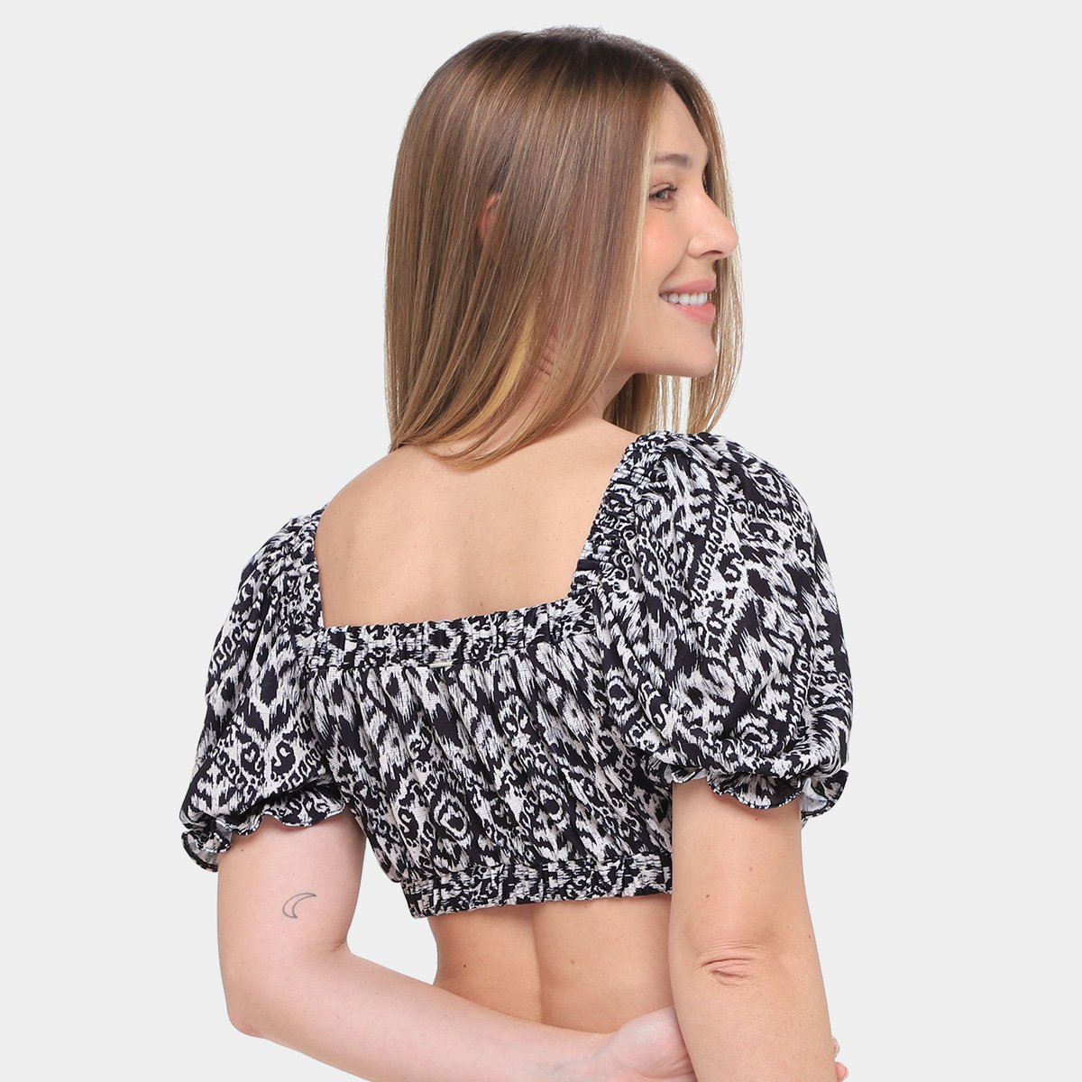 Blusa Cropped My Favorite Things Manga Bufante Ombro a Ombro Feminina - Tam: M - 1