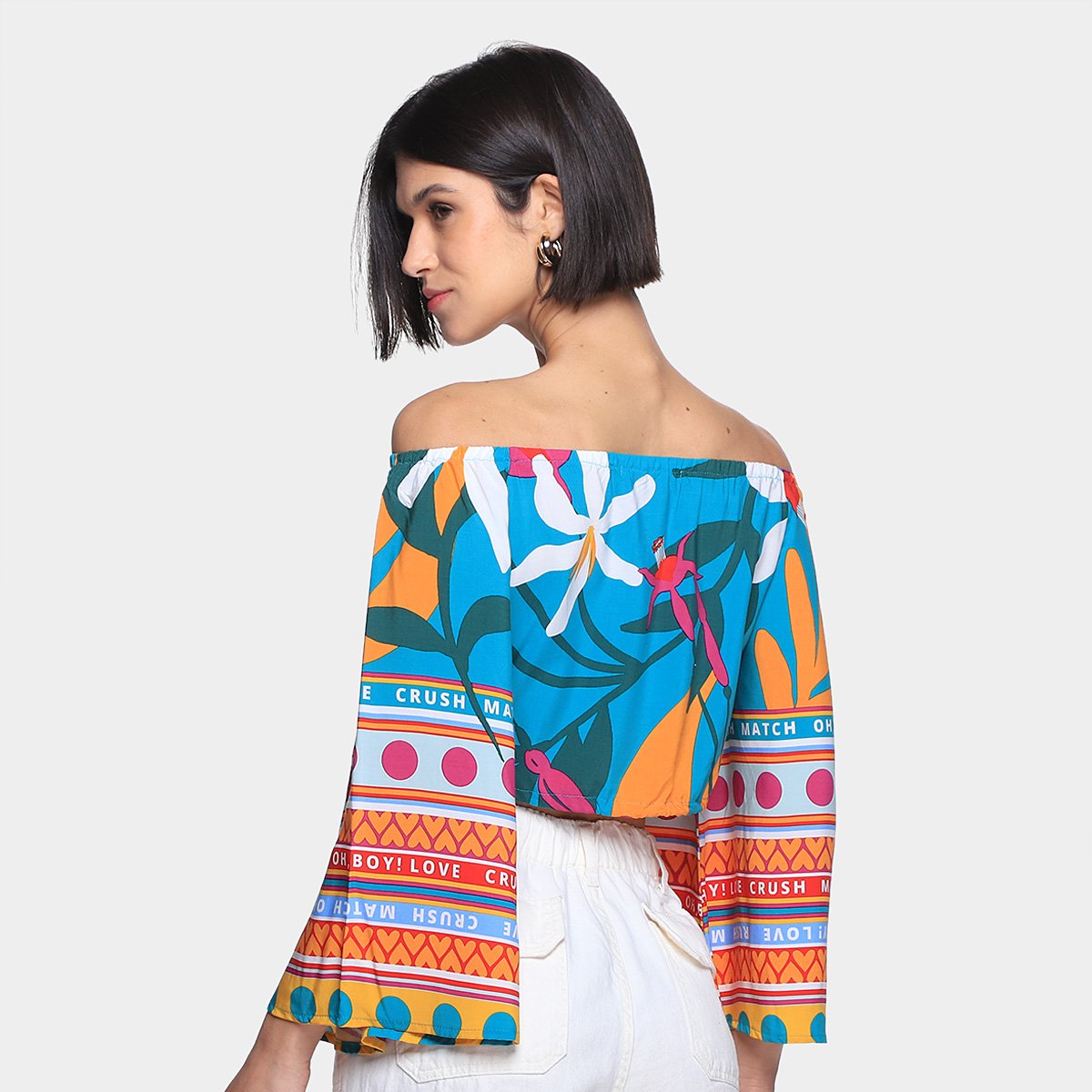 Blusa Oh, Boy! Bata Crush Match Manga Sino Feminina - Tam: EP - 1