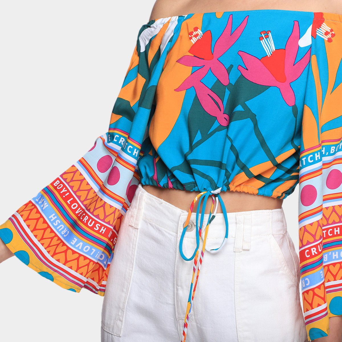 Blusa Oh, Boy! Bata Crush Match Manga Sino Feminina - Tam: EP - 2