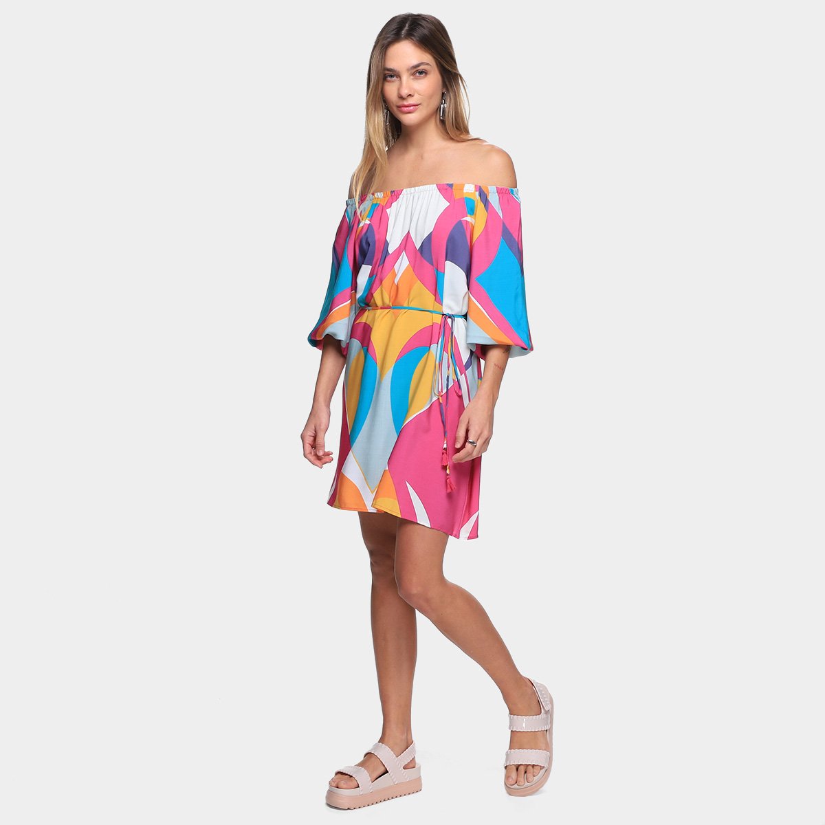 Vestido Curto Oh, Boy! Estampado Ombro a Ombro Feminino - Tam: EP - 3