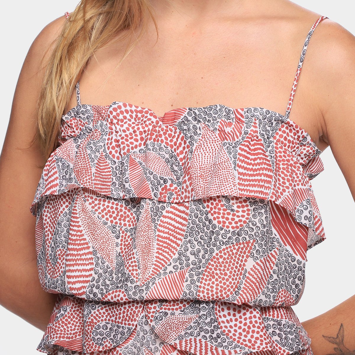 Vestido Curto Morena Rosa Evasê Babado - Tam: G - 2