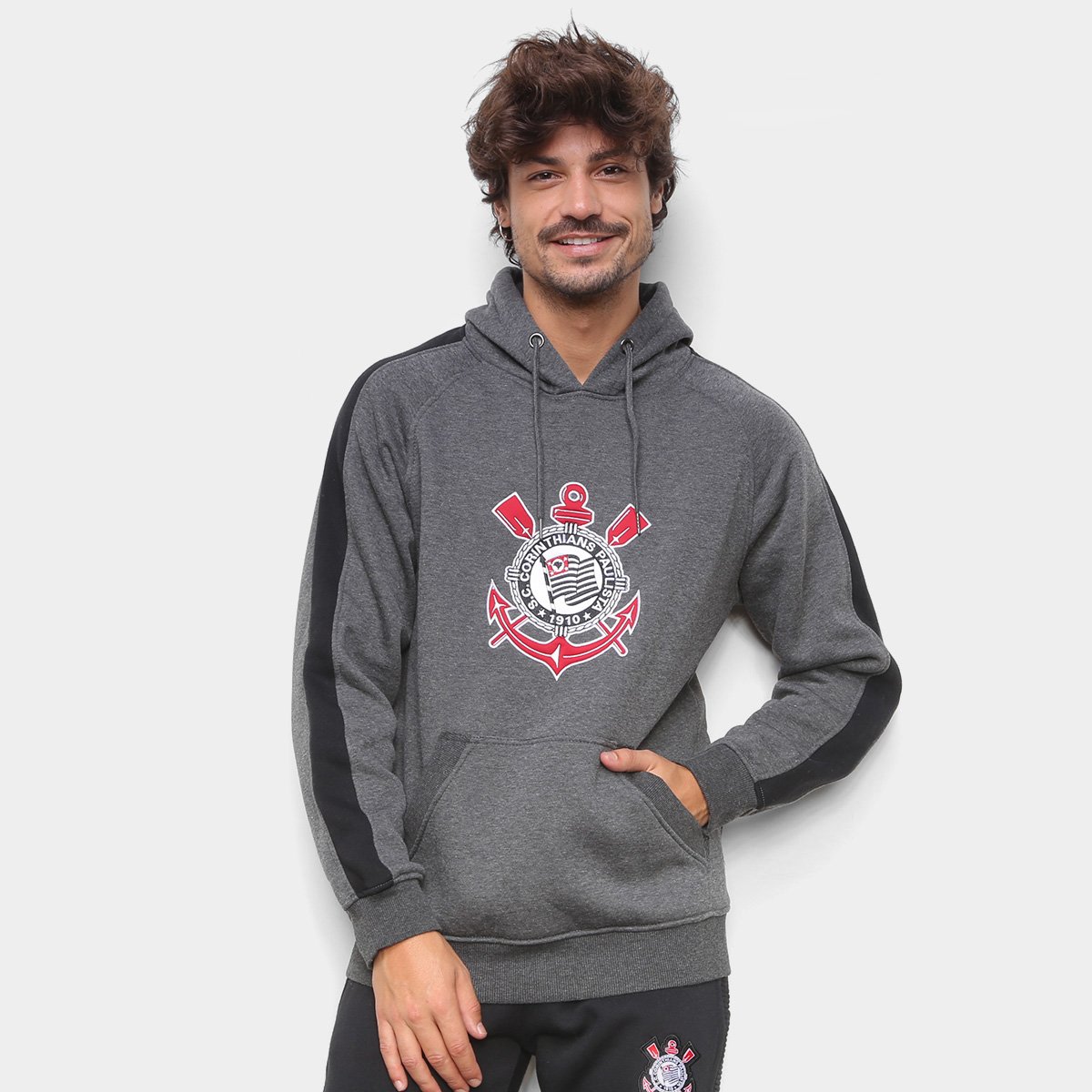 Moletom Corinthians Embroidery Canguru Masculino