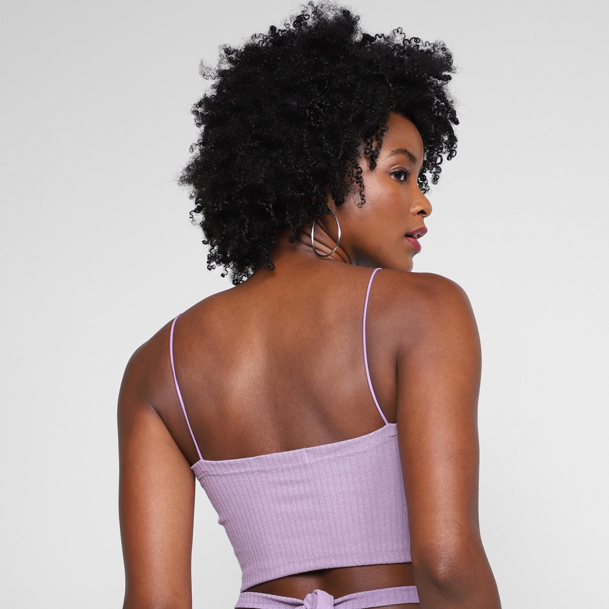 Top All's Cropped Alças Transpassado Canelado Feminino - Tam: P - 1