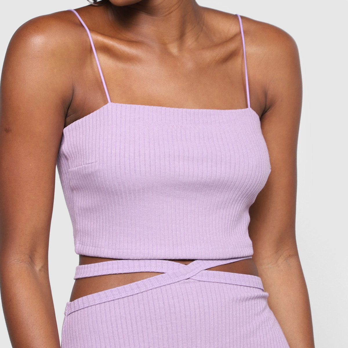 Top All's Cropped Alças Transpassado Canelado Feminino - Tam: P - 2