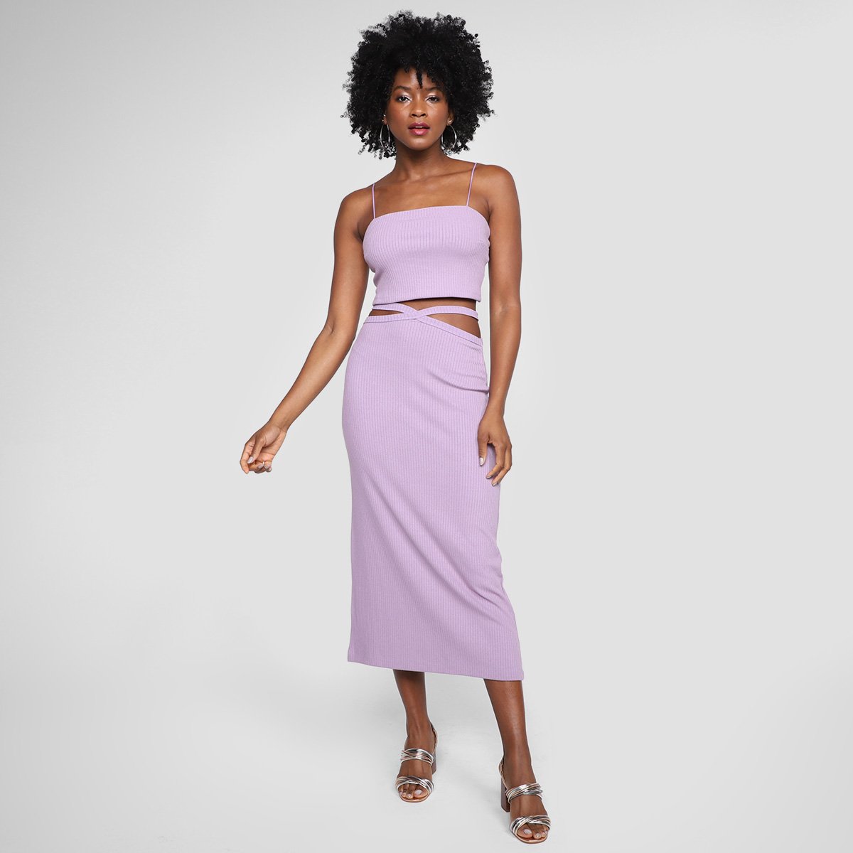 Top All's Cropped Alças Transpassado Canelado Feminino - Tam: P - 3