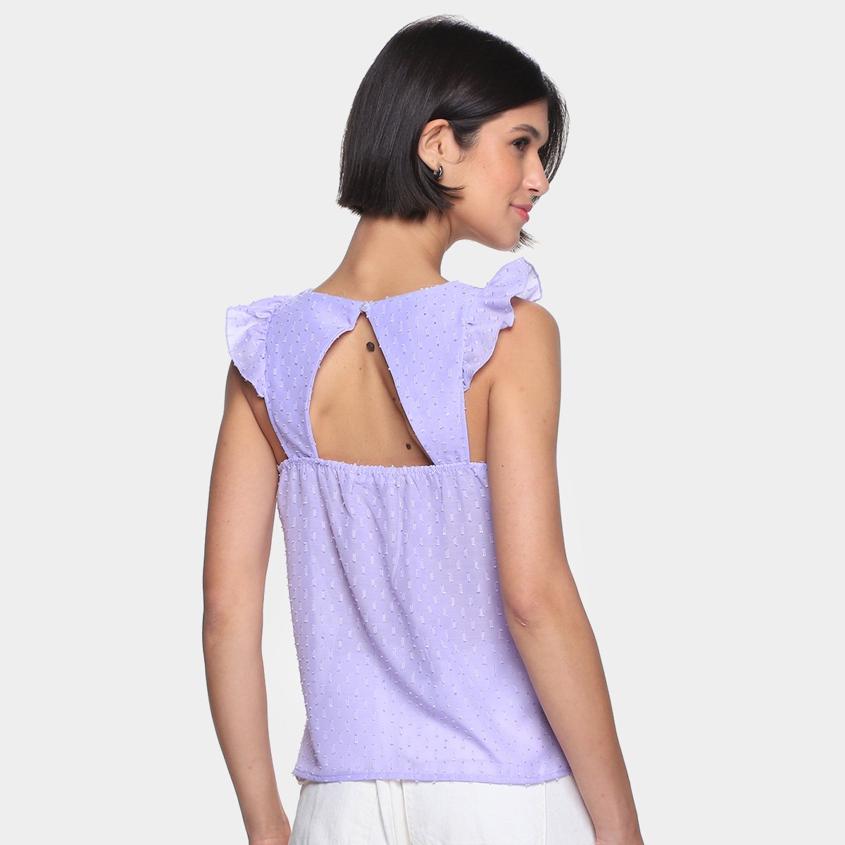 Regata Dom Fashion Decote V Transparente Feminina - Tam: P - 1