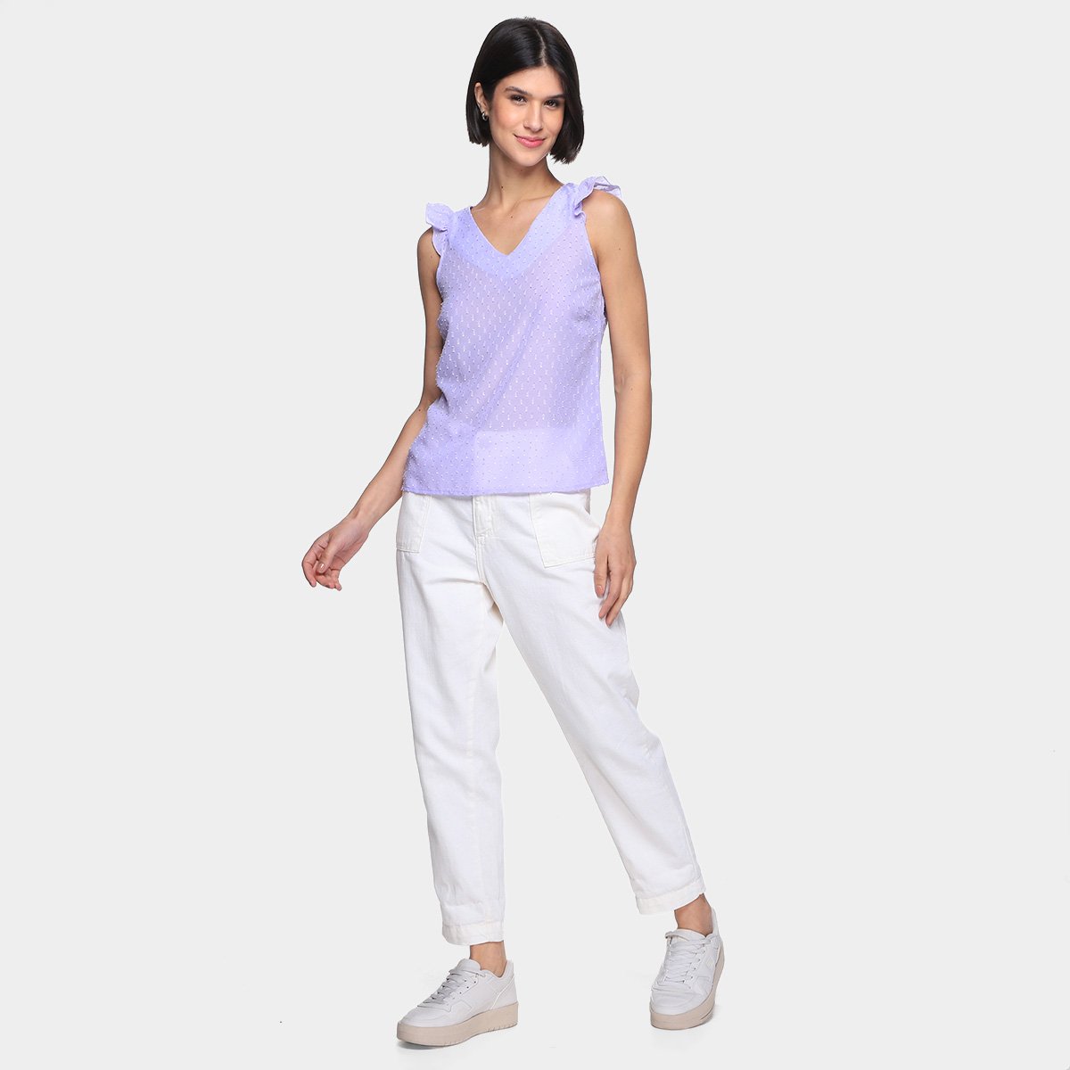 Regata Dom Fashion Decote V Transparente Feminina - Tam: P - 3