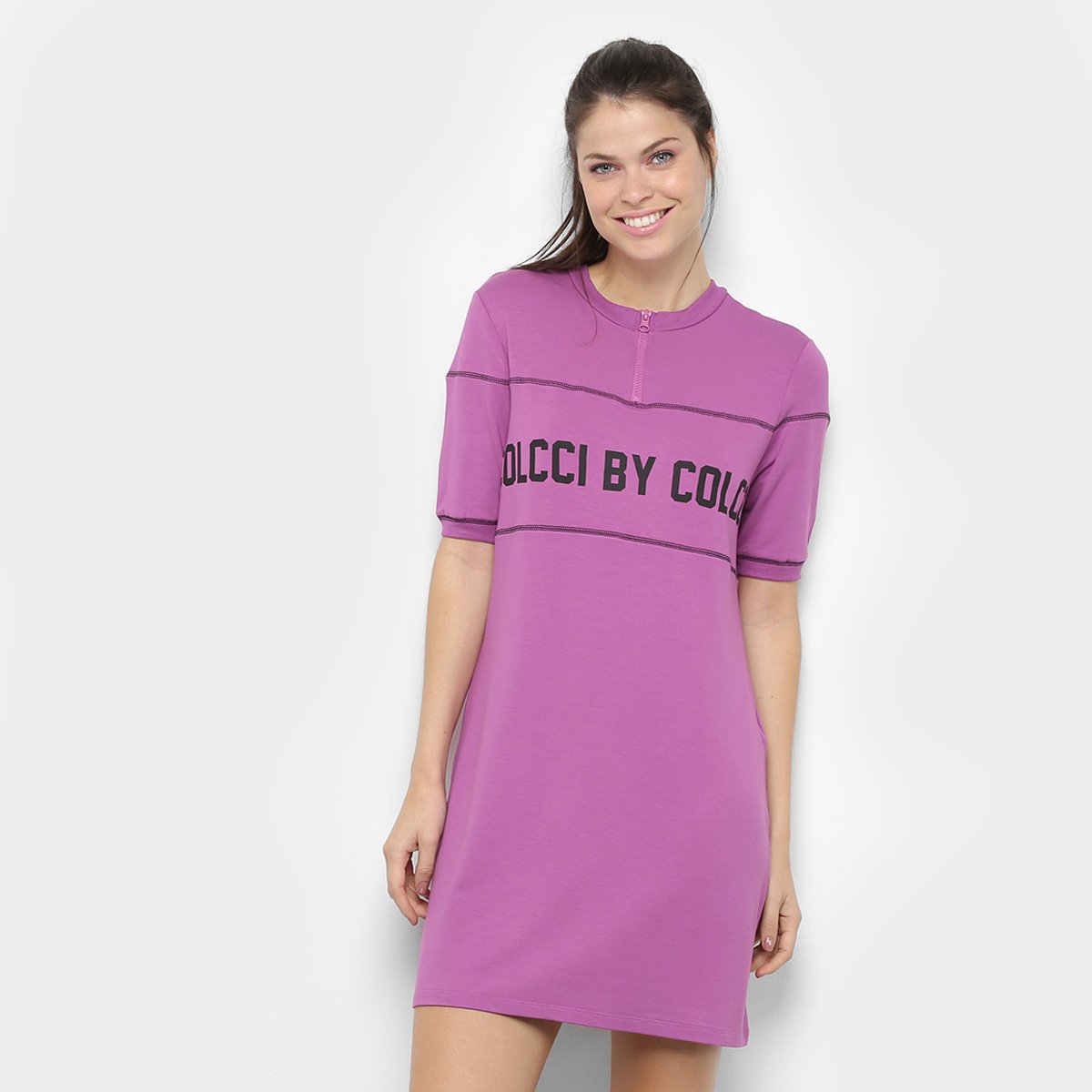 Vestido Colcci Fitness Tubinho Curto Manga Curta