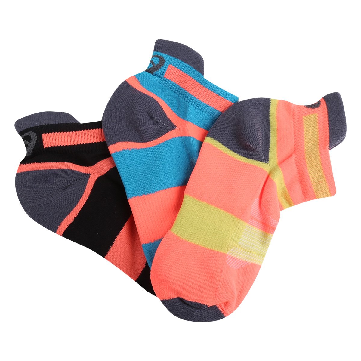Kit Meia Infantil Asics Cano Curto Coloridas 3 Pares