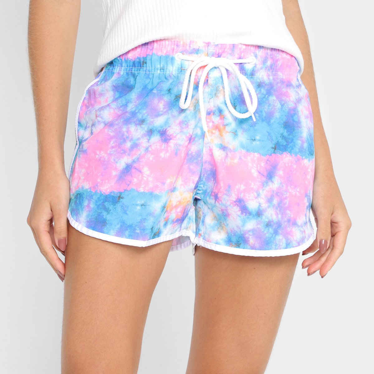 Short Curto com Cordão Wall Estampado Feminino