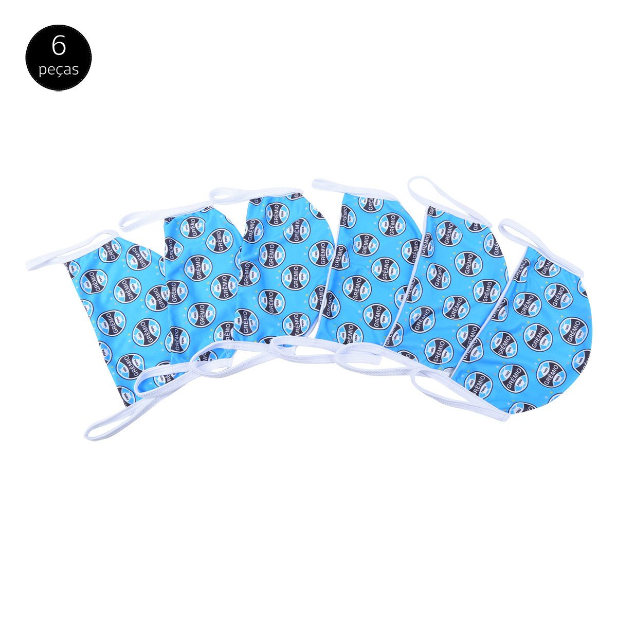 Kit de Máscaras de Proteção Grêmio Pattern Logo Laváveis - 6 Unid