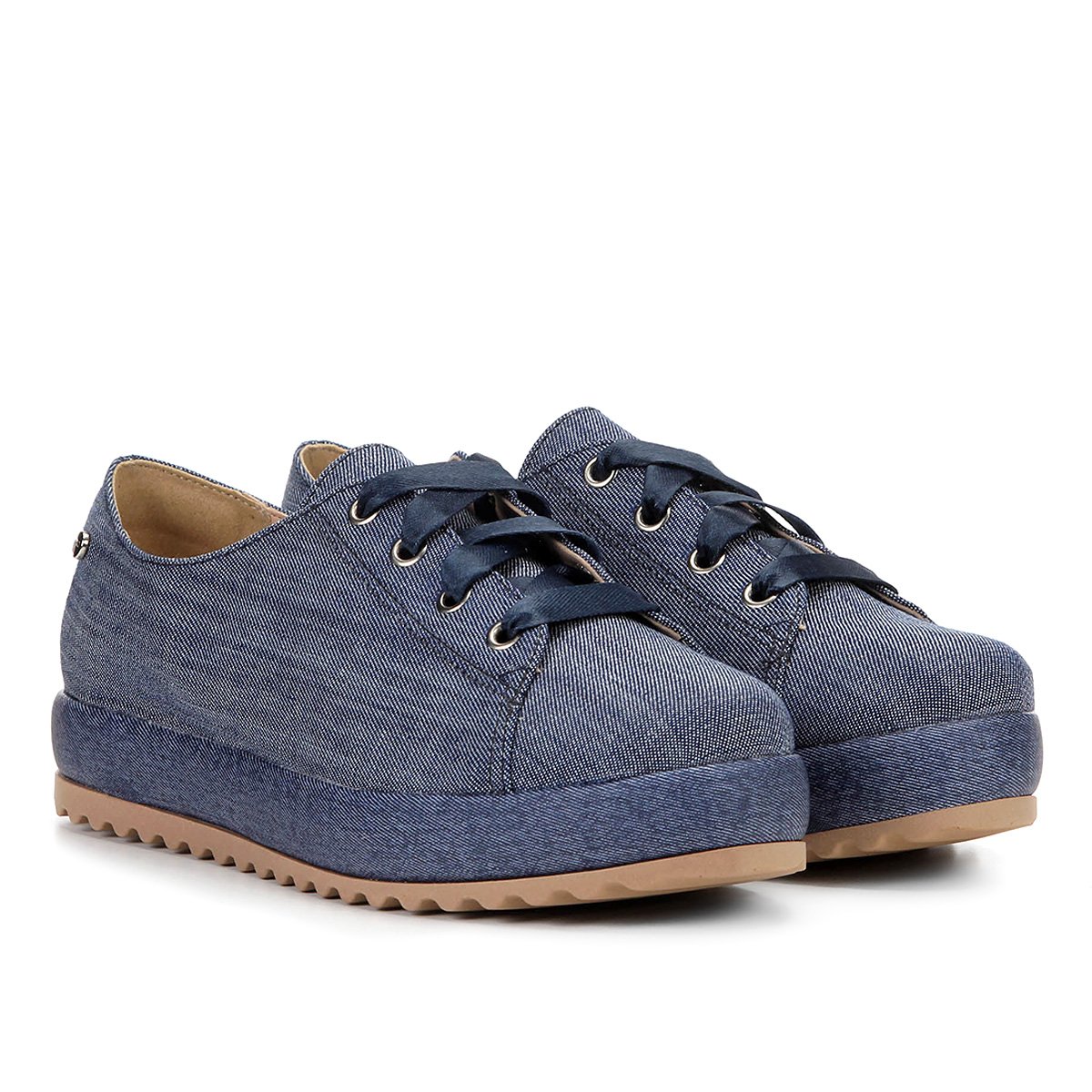 Tênis Tanara Flatform Amarração Jeans Feminino