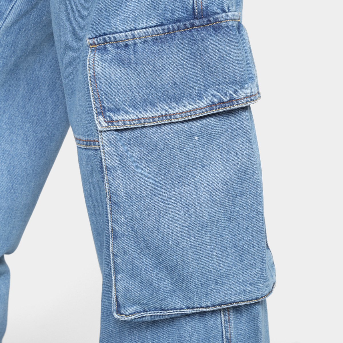 Calça Jeans Wide Leg Farm Cargo Cintura Alta Feminina - Tam: 40 - 2