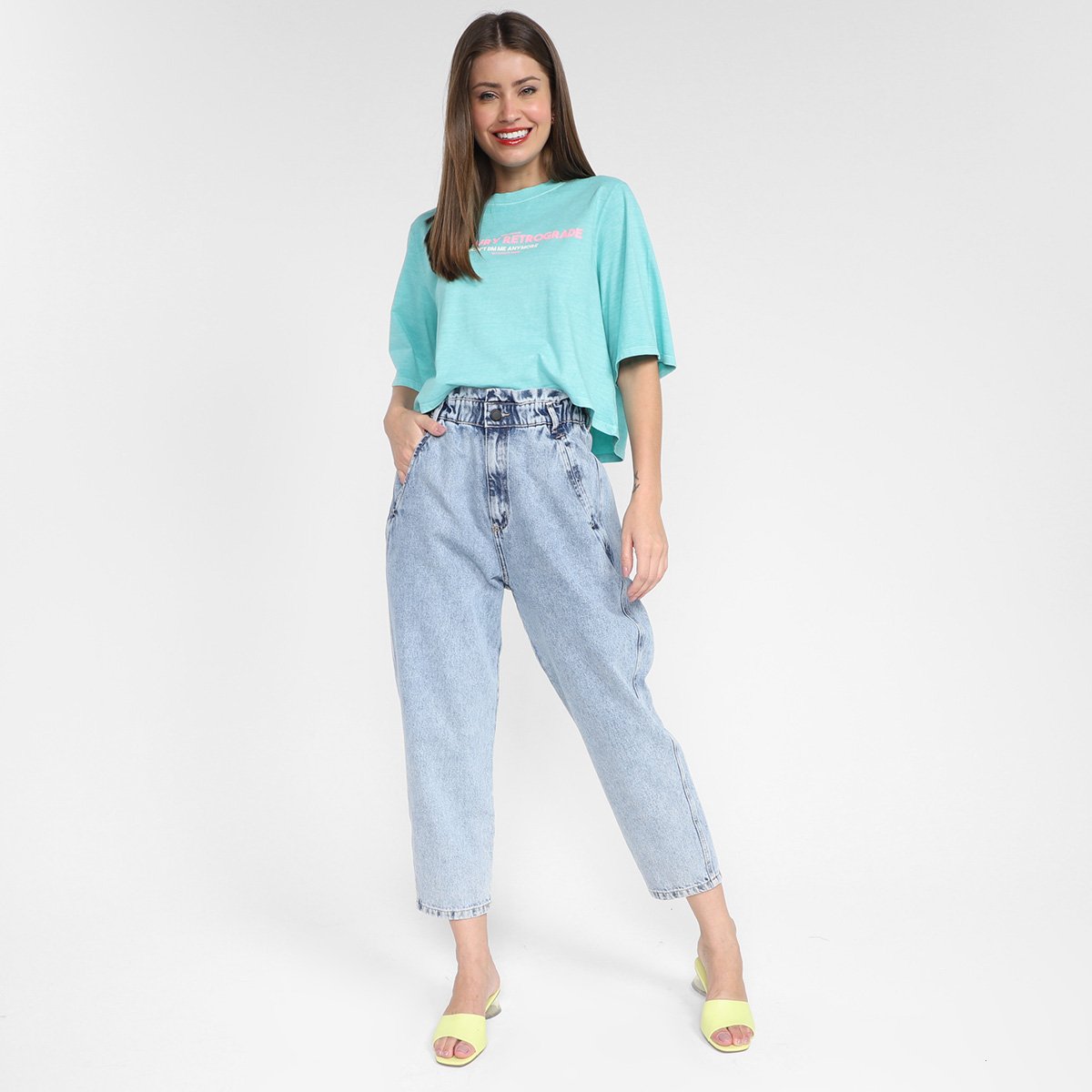 Calça Jeans Slouchy My Favorite Things Paper Bag High Cintura Alta Feminina - Tam: 38 - 3