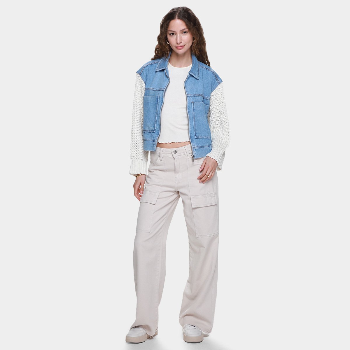 Jaquetas My Favorite Things feminino JAQUETA JEANS MANGA TRICOT-501JA000441 - Tam: M - 3