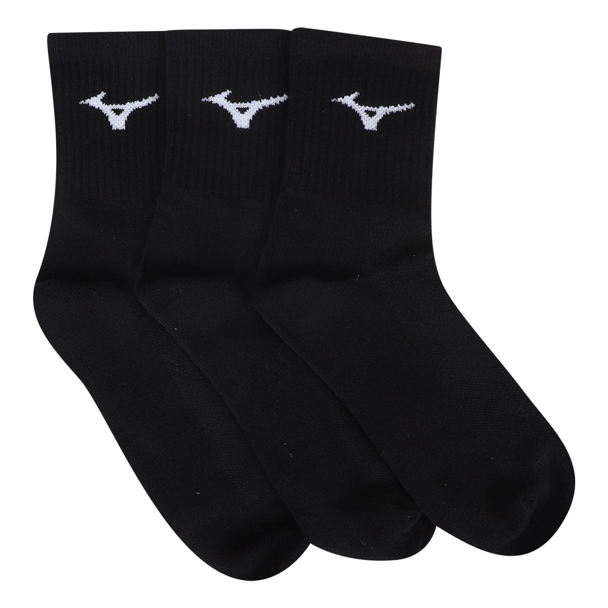 Kit Meias Cano Médio Mizuno Basic 3 Pares - Tam: 33/38 - 2