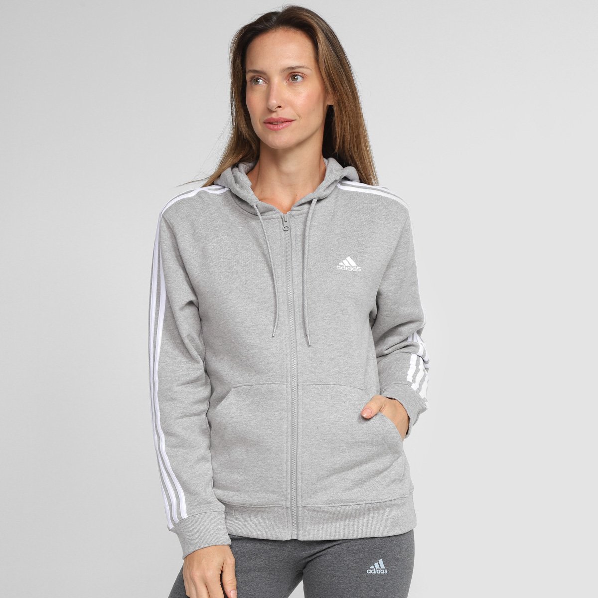Moletom Adidas Essentials 3 Listras Feminino