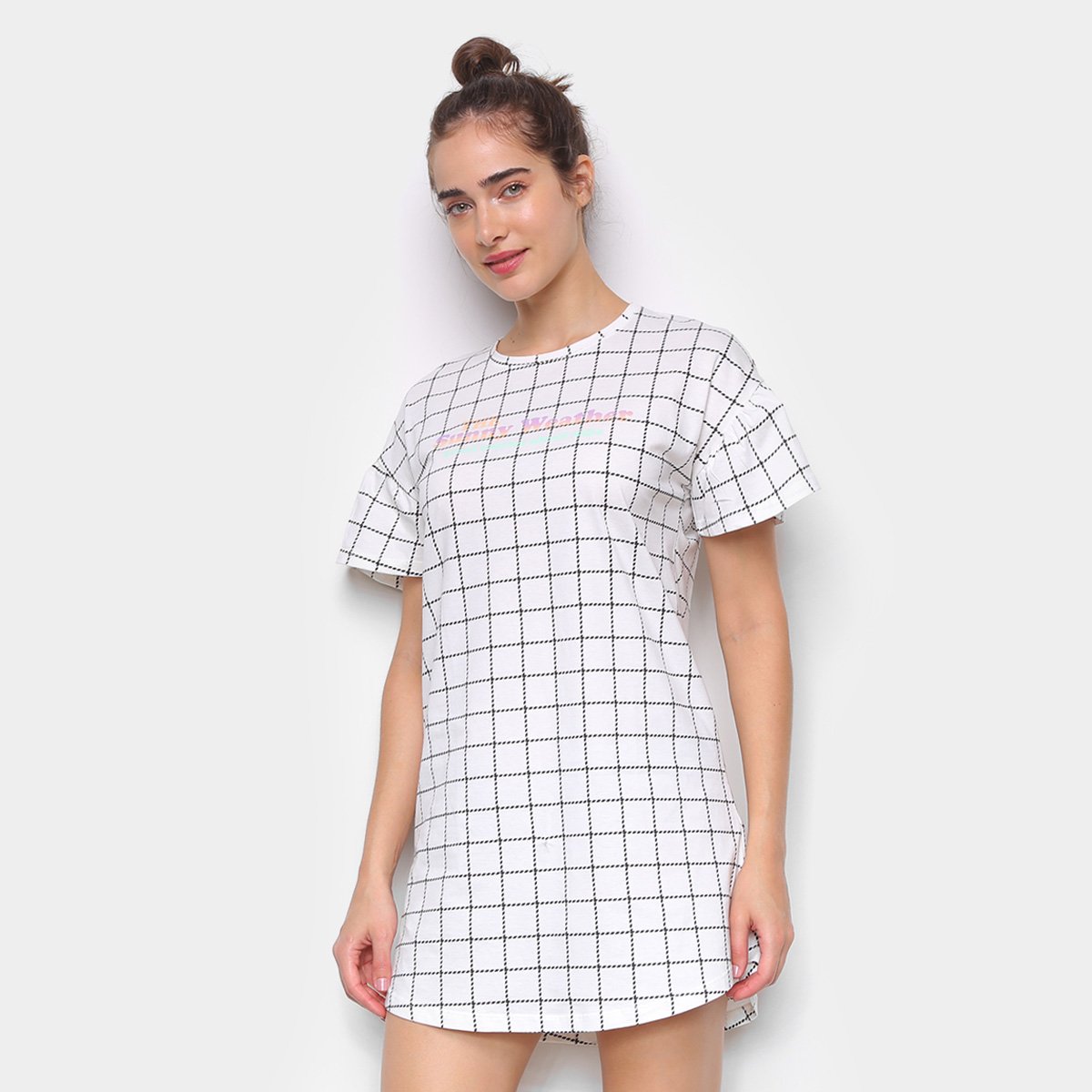 Camisola Cor com Amor Manga Curta Xadrez
