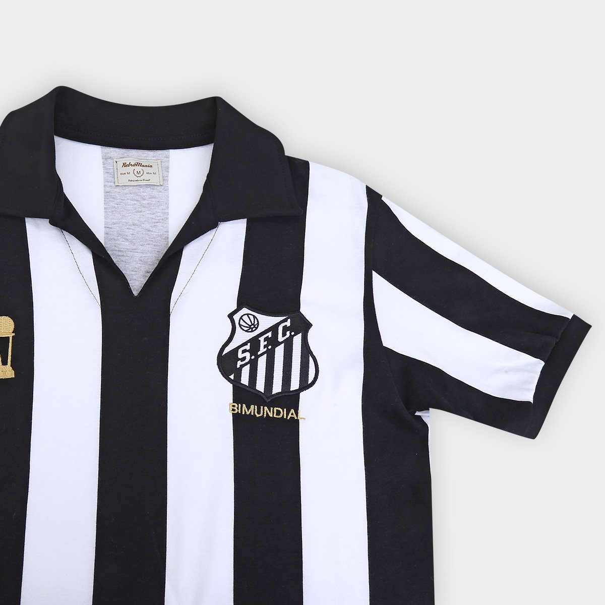 Camisa Santos 1963 Bi Mundial Listrada Retrômania Masculina - Tam: EG - 3