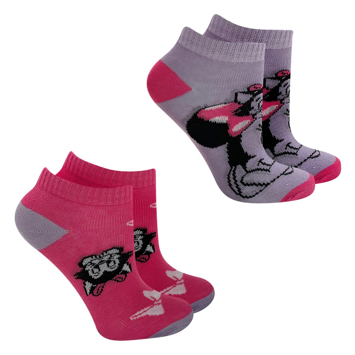 Kit Meia Infantil Disney Cano Curto Minnie Com 2 Pares Feminino
