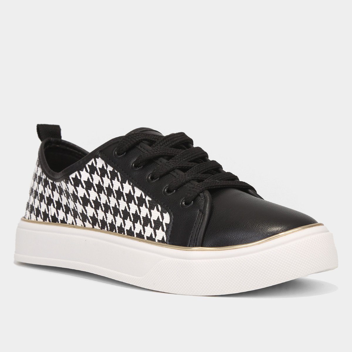 Tênis Beira Rio Estampado Pied de Poule Feminino - Tam: 34 - 1