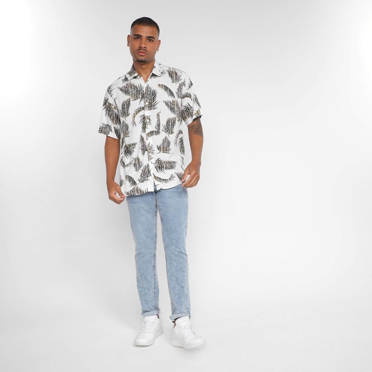 Camisa Manga Curta Milano Viscose Masculina - Tam: P - 3