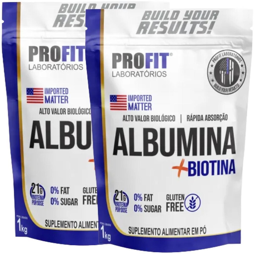 2X ALBUMINA PROTEÍNA 1KG COM BIOTINA PROFIT