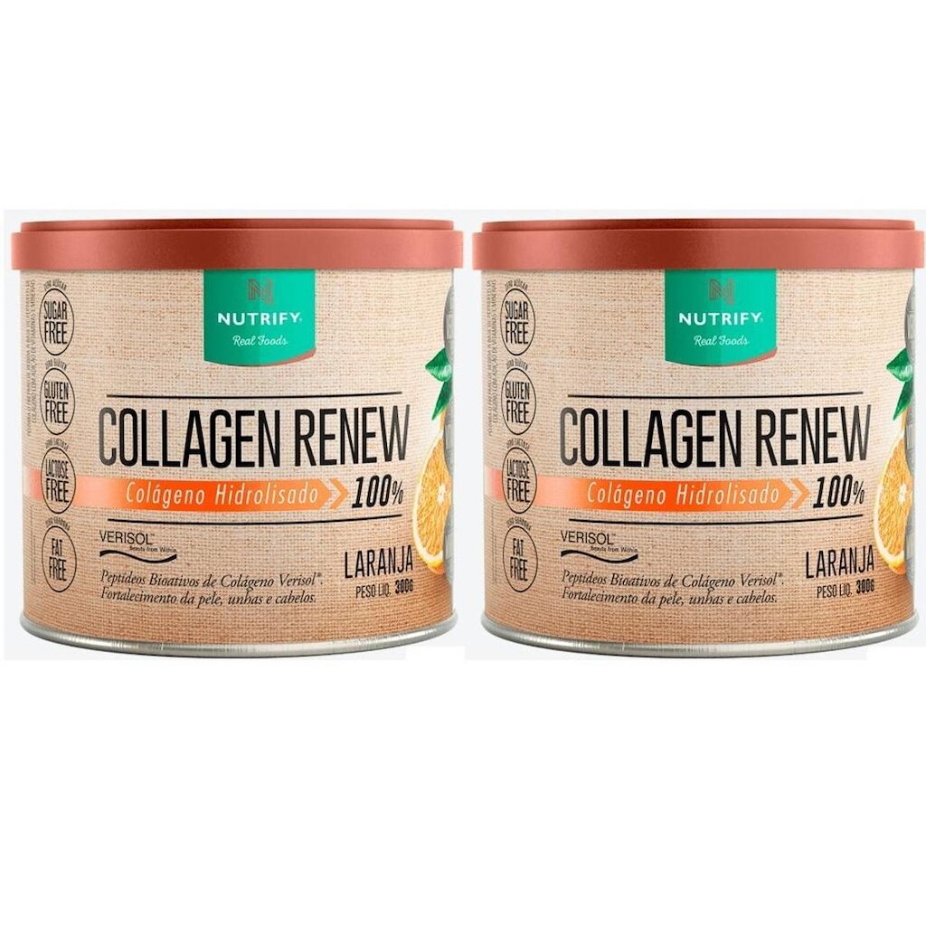 2x Collagen Renew Hidrolisado Verisol Laranja - Nutrify 300g