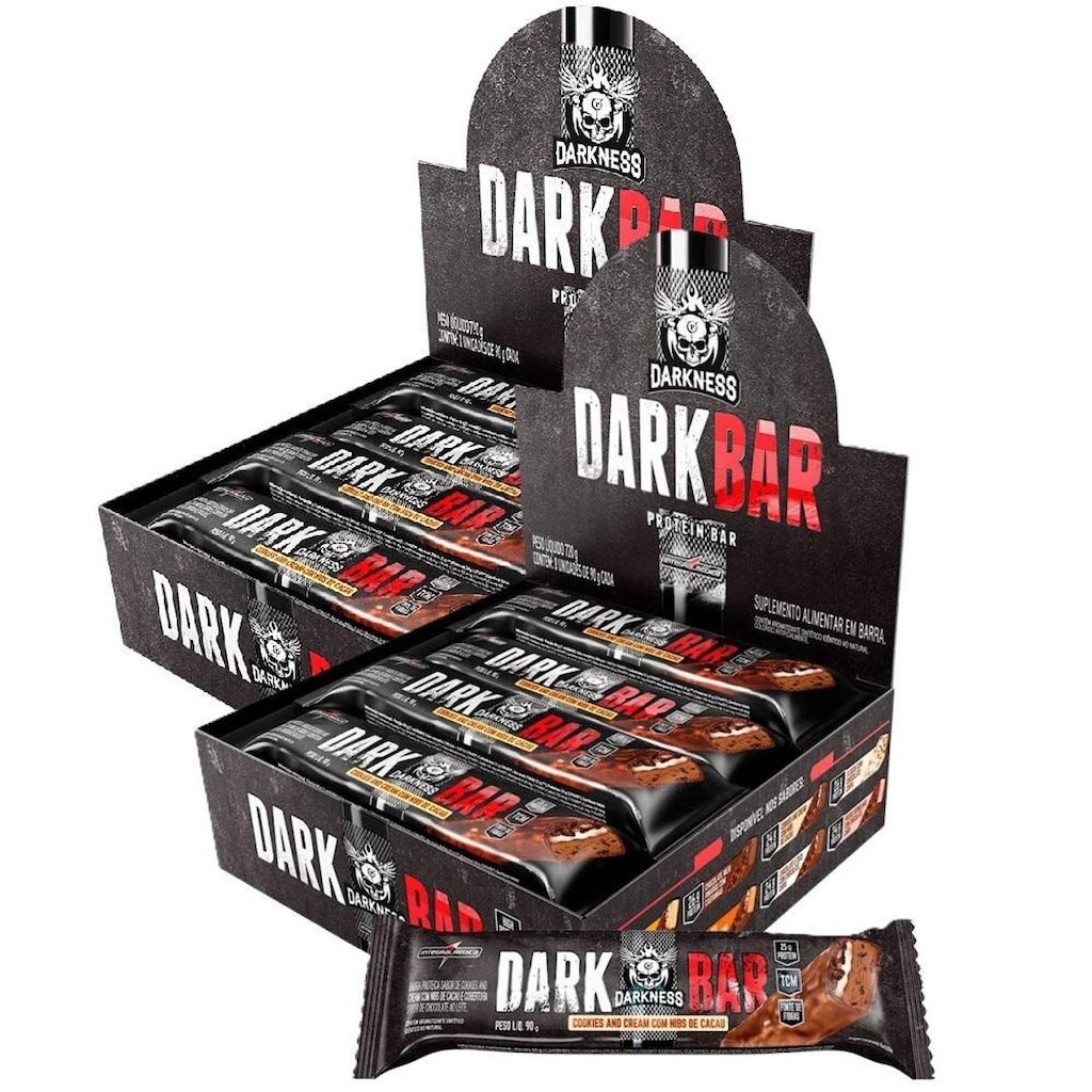 2x Dark Bar Darkness Cookies com Cacau - Integralmédica 8 un.