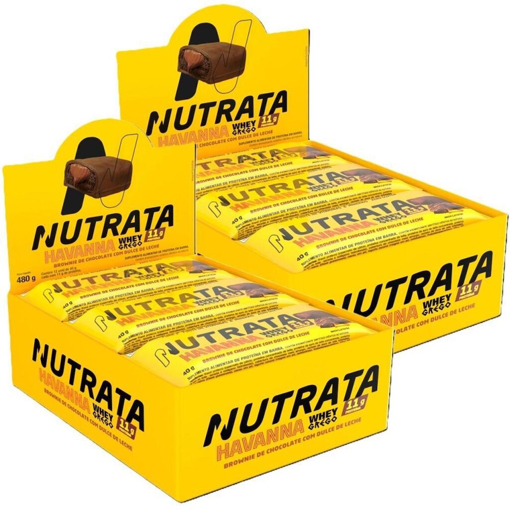 2x Grego Bar Brownie com Doce de Leite - Nutrata 12 un.