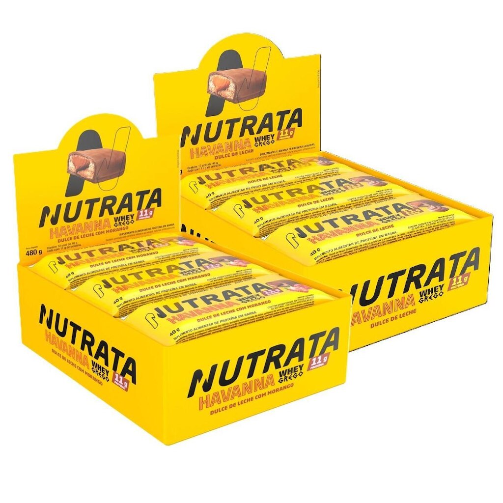 2x Grego Bar Havanna e Havanna com Morango - Nutrata 12 un.