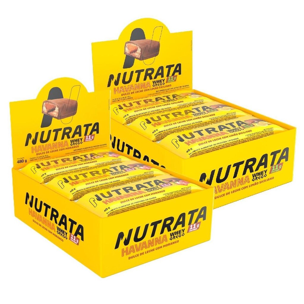2x Grego Bar Havanna Limão e Havanna Morango - Nutrata 12 un