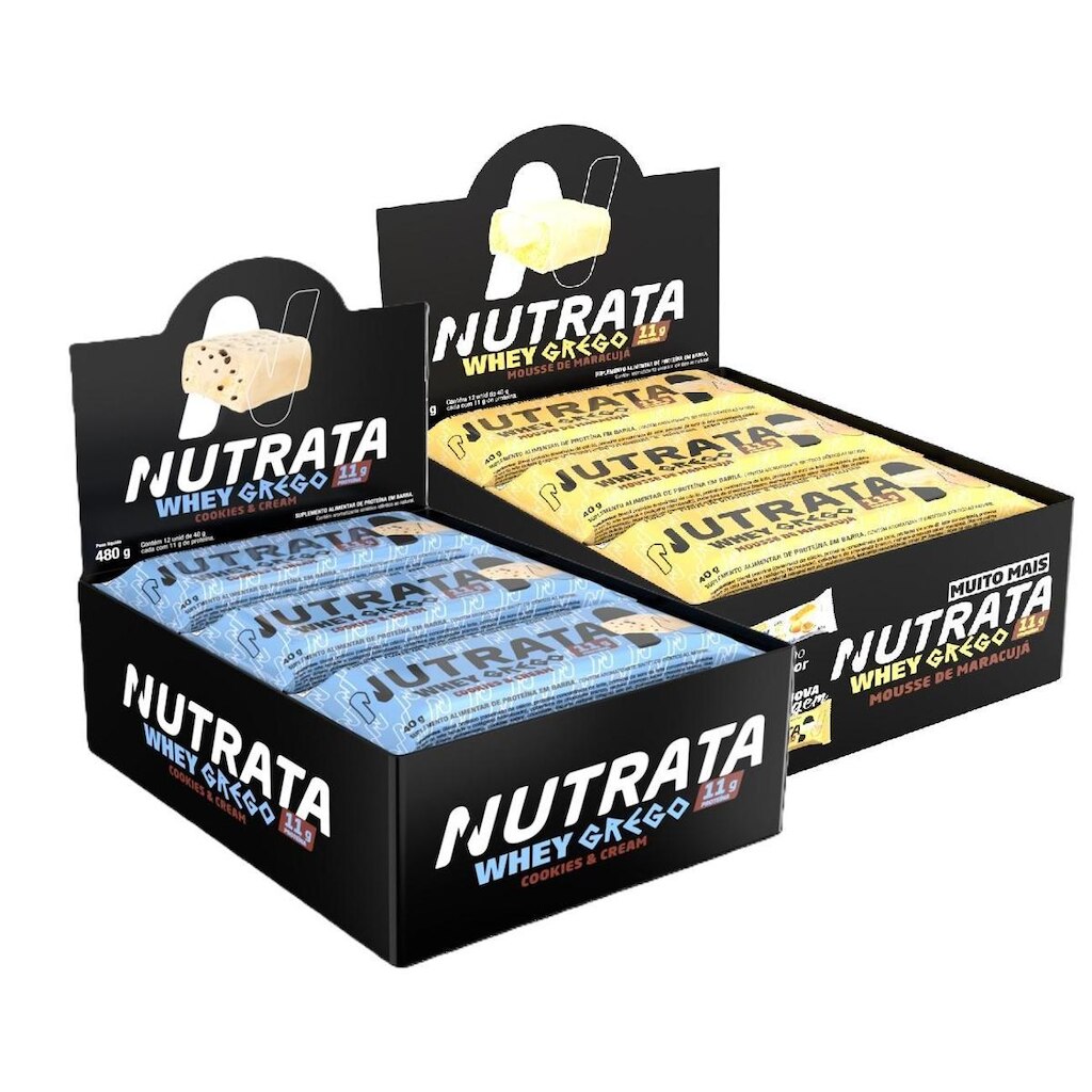 2x Grego Bar Maracujá e Cookies - Nutrata 12 un.