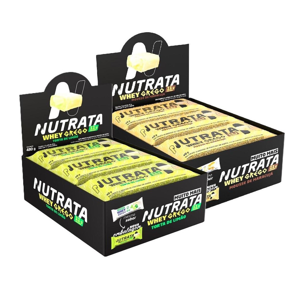 2x Grego Bar Maracujá e Limão - Nutrata 12 un.