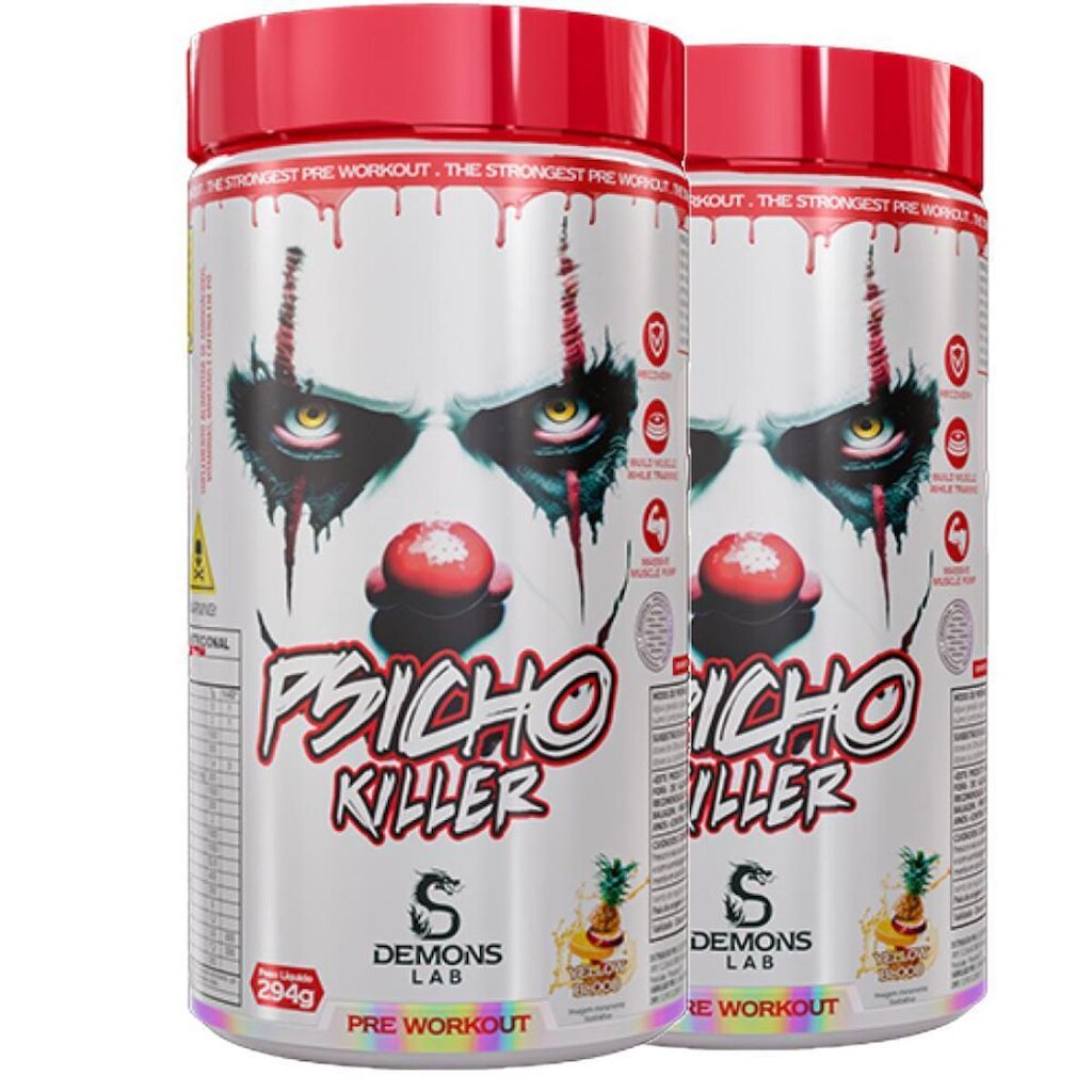 2x Pre Treino Psicho Killer Yellow Bloody 300g - Demons Lab