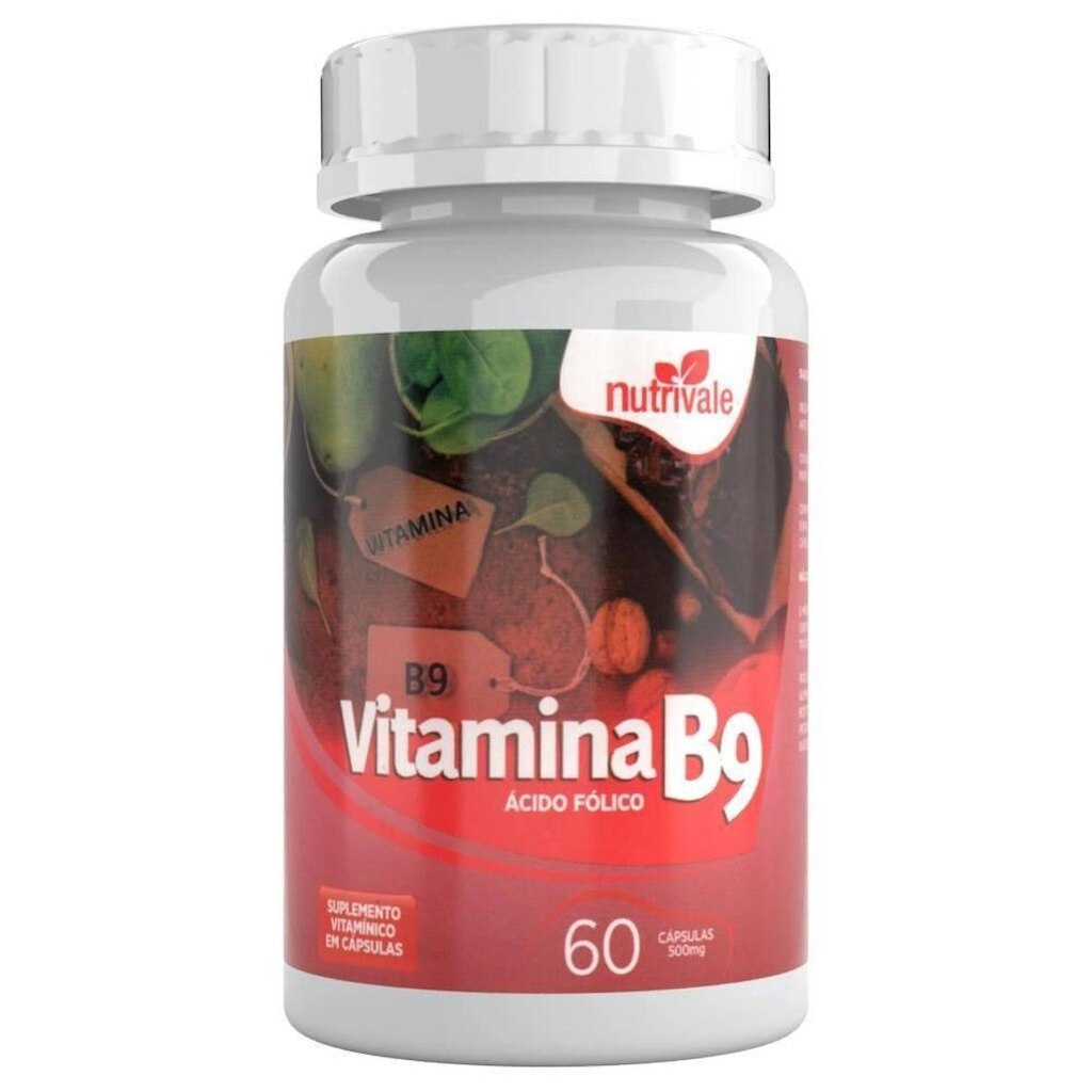 2x Vitamina B9 Ácido Fólico 60 Cápsulas 500mg - Nutrivale
