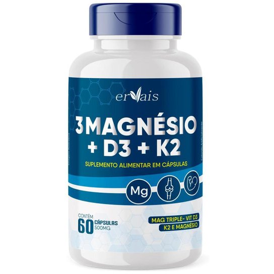 3 Magnésio - Malato + Taurato + Bisglicinato + D3 + K2 - 60 cáps Menor preço em 3 Magnésio - Malato + Taurato + Bisglicinato + D3 + K2 - 60 cáps