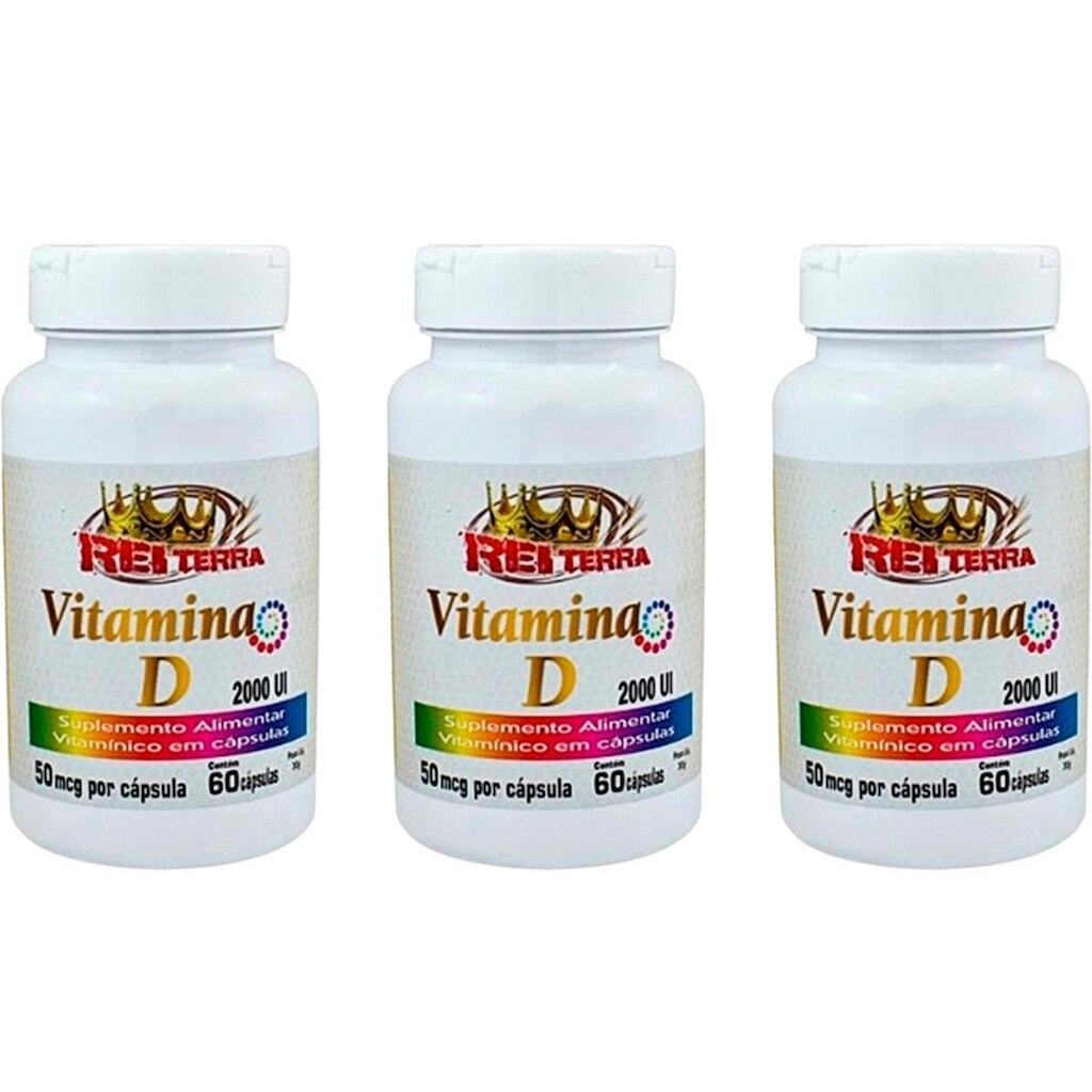 3 Potes de Vitamina D Colecalciferol 60 Cápsulas 500mg